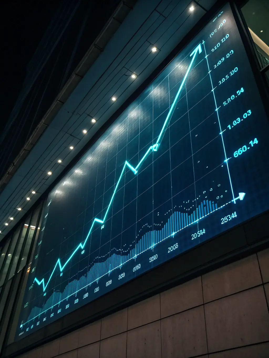 A graph showing steady financial growth with a Union Jack color scheme, representing overall financial success.
